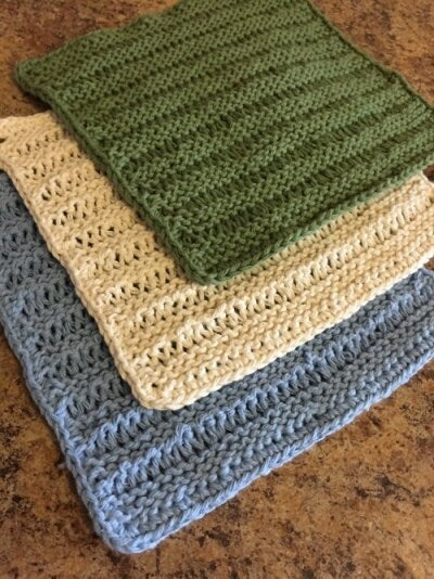 Knitting Patterns - Seven Knit Dishcloth Designs - Learn to KNIT! - Includes Video Tutorials! - Great for Beginners - Washcloth - English