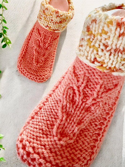 Knitting Pattern - Deer Moccasins - Deer Slippers with a Cuff - Stag Knitted Slipper Pattern - Knitting Tutorial - English Only