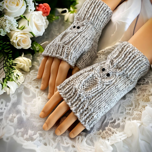 Knit Your Own Owl Fingerless Gloves – PDF Pattern with Full Video Tutorial - English ONLY!