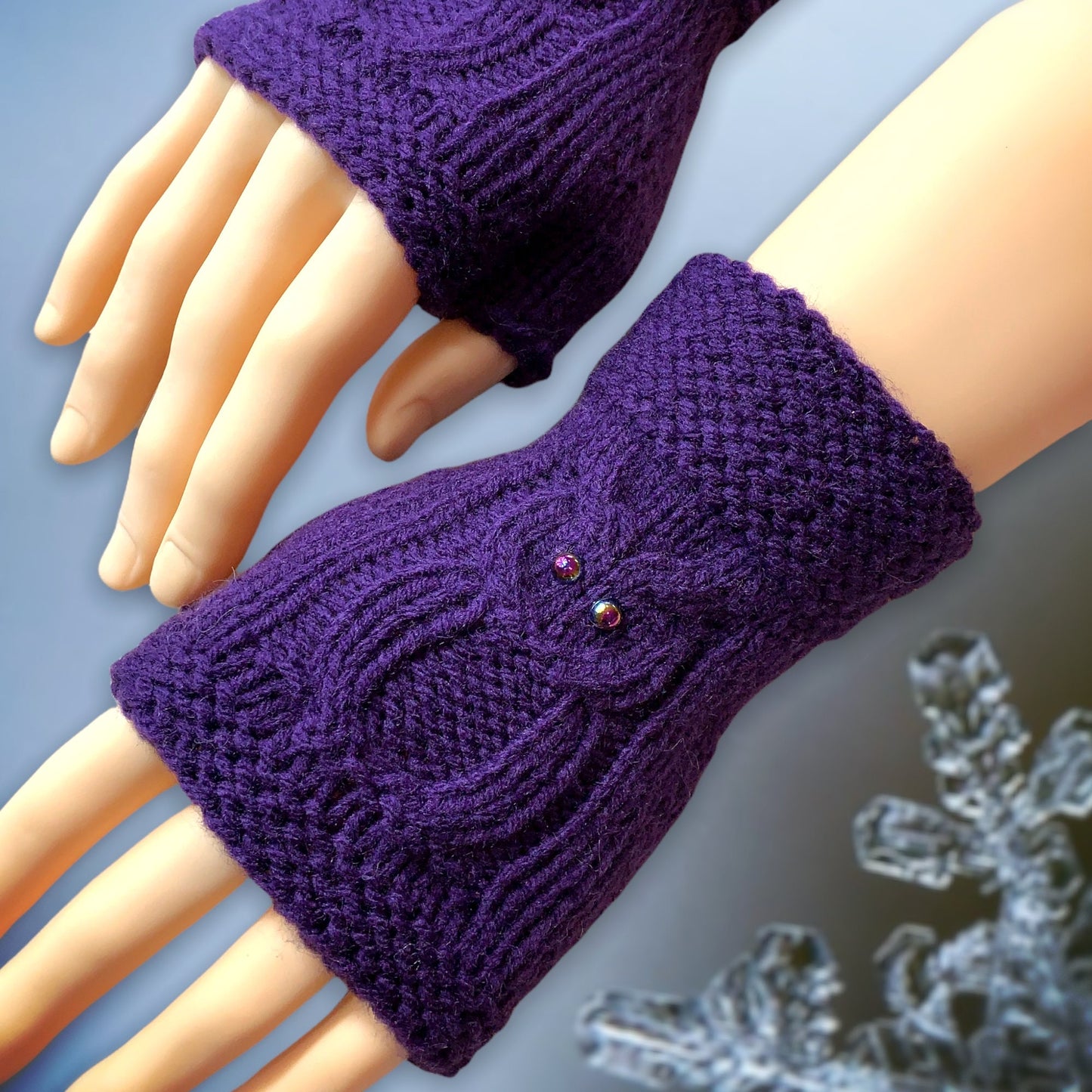 Knitting Pattern - Owl Fingerless Gloves - Knit Flat on 2 Needles - Easy Fingerless Gloves on Straight Needles with Video Links - English Only