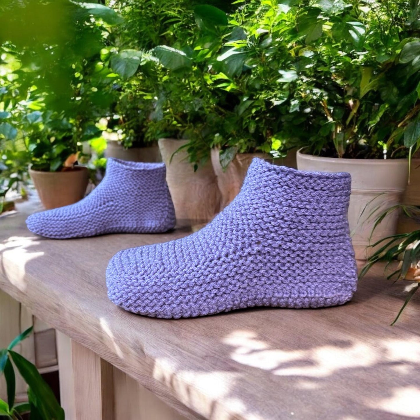 CUSTOM MADE Hand Knit Camo House Slippers - Knitted Slippers - Moccasin Booties for Adults - Cuff Slippers