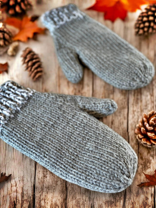 Quick Easy Knit Mittens Pattern, Knit Flat on 2 Needles - Extra Thick, Beginner Friendly, Adult Sizes - Instant PDF Download - English Only