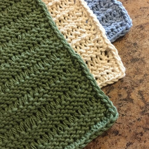 Beginner Knit Dishcloth Pattern PDF - Learn to Knit Step by Step with Video Tutorial
