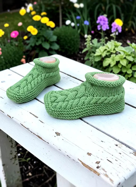Cozy Cable Slippers Knitting Pattern | Adult House Shoes & Booties PDF Pattern