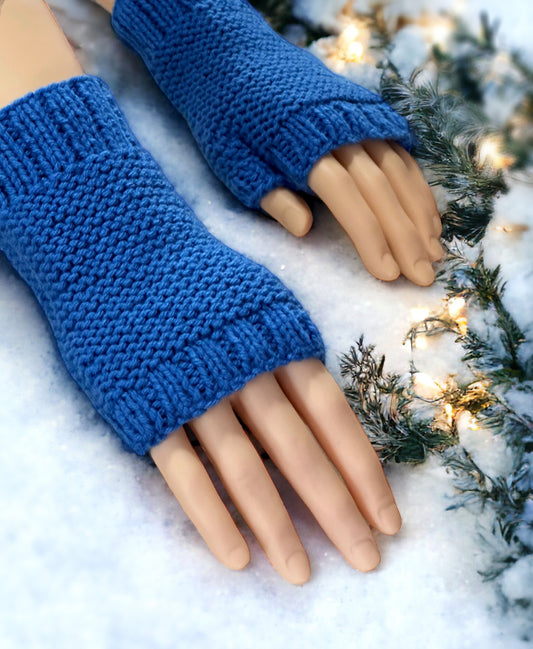 Knitting Pattern - Beginner Fingerless Gloves - Knit Flat on 2 Needles, Fingerless Mitts on Straight Needles with Video Links - English Only