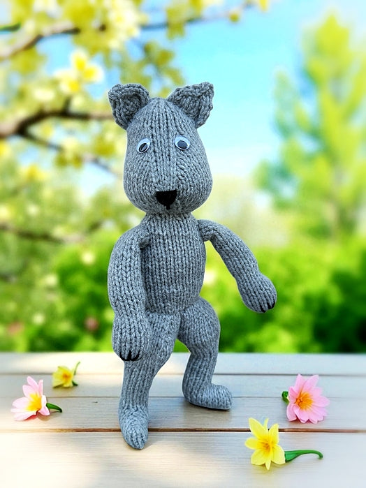 Stuffed Wolf Knitting Pattern – Knit Flat Toy PDF