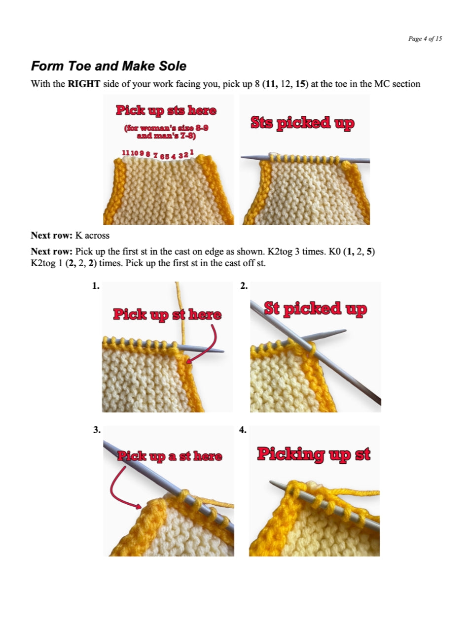 Adult Slippers Knitting Pattern | Knit Flat PDF for Straight Needles