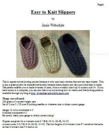 Easy to Knit Slippers Knitting Pattern - PDF Tutorial - English Only