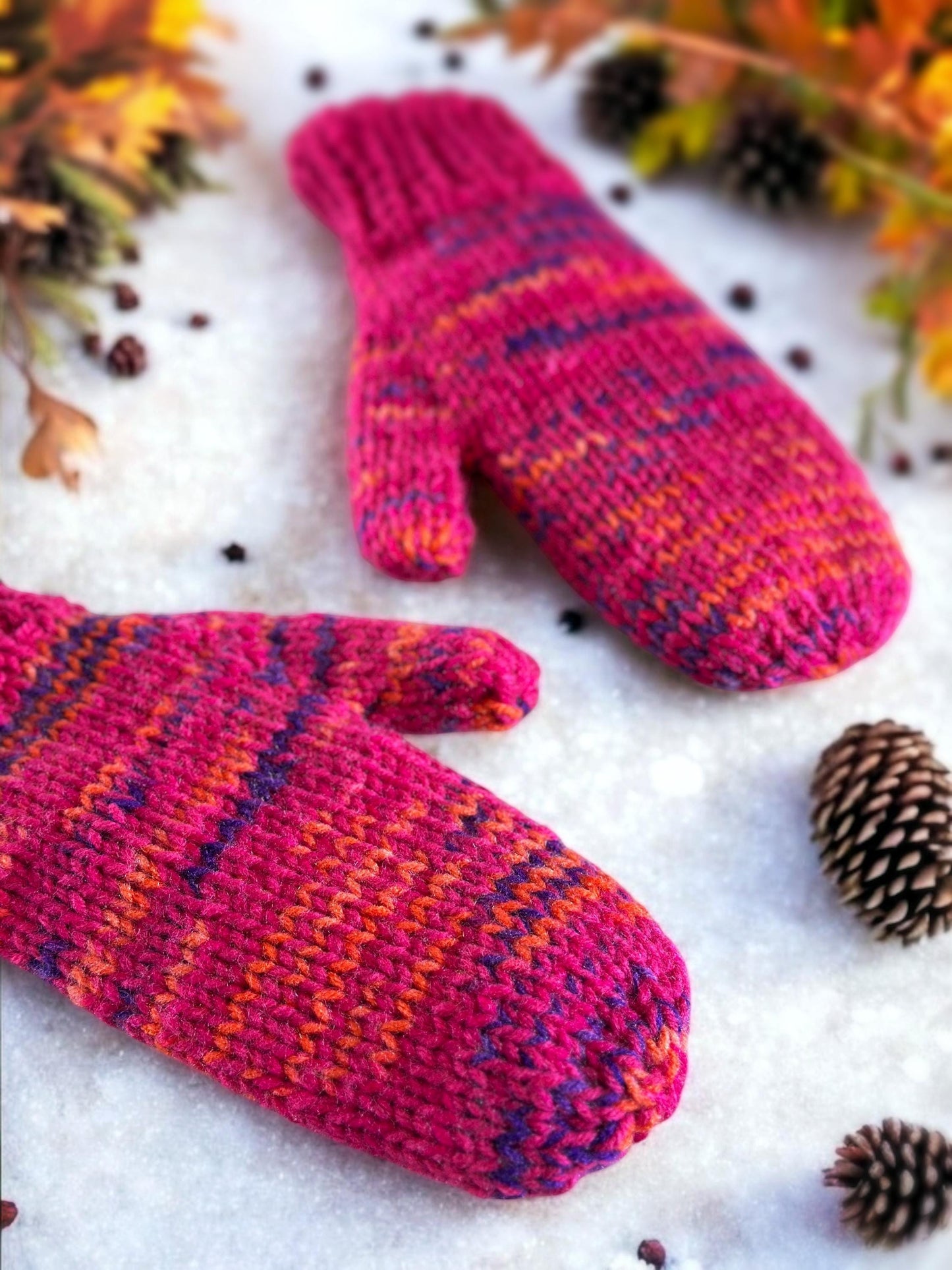 Quick Easy Knit Mittens Pattern, Knit Flat on 2 Needles - Extra Thick, Beginner Friendly, Adult Sizes - Instant PDF Download - English Only
