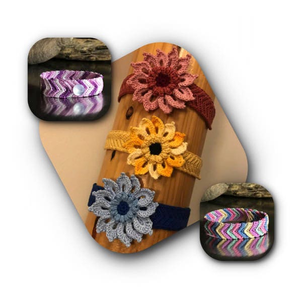 Crochet Pattern - Crocheted Flower and Friendship Bracelet - PDF Tutorial - Crochet Jewelry Pattern - English Only