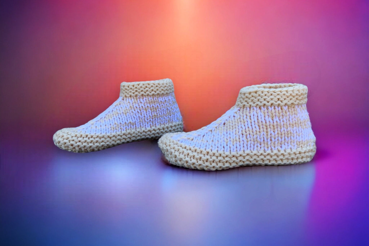 Knitting Pattern - Adult Slippers with a Cuff - Knit on Straight Needles with Bulky Yarn - Cuffed Booties Adults  - English Only