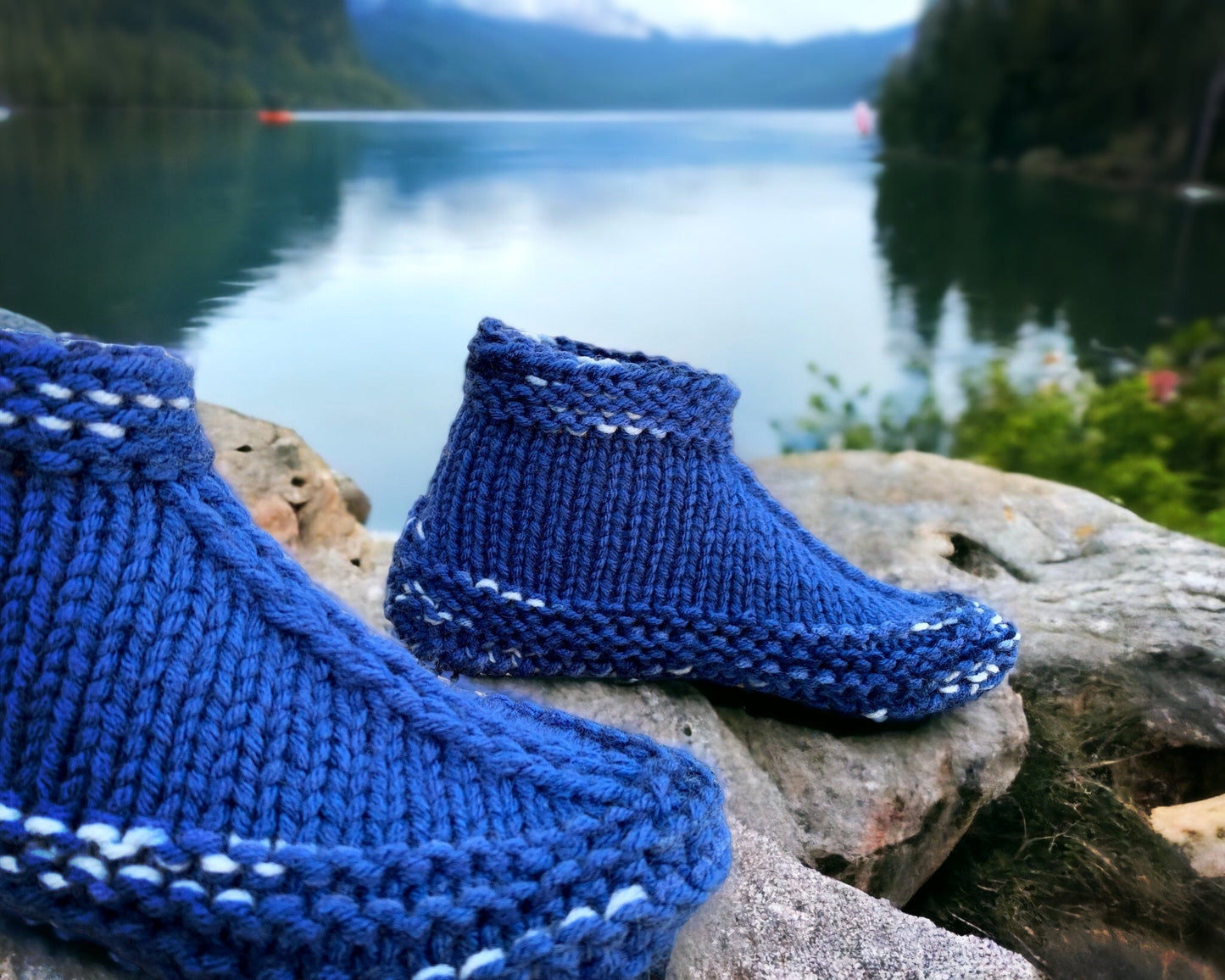 Knitting Pattern - Adult Slippers with a Cuff - Knit on Straight Needles with Bulky Yarn - Cuffed Booties Adults  - English Only