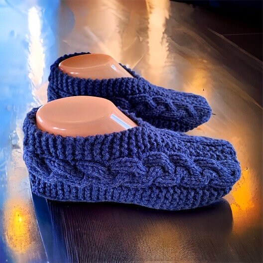 Knitting Pattern - Cable Knit Slippers Knitting Pattern for Children and Adults - PDF Download - English Only