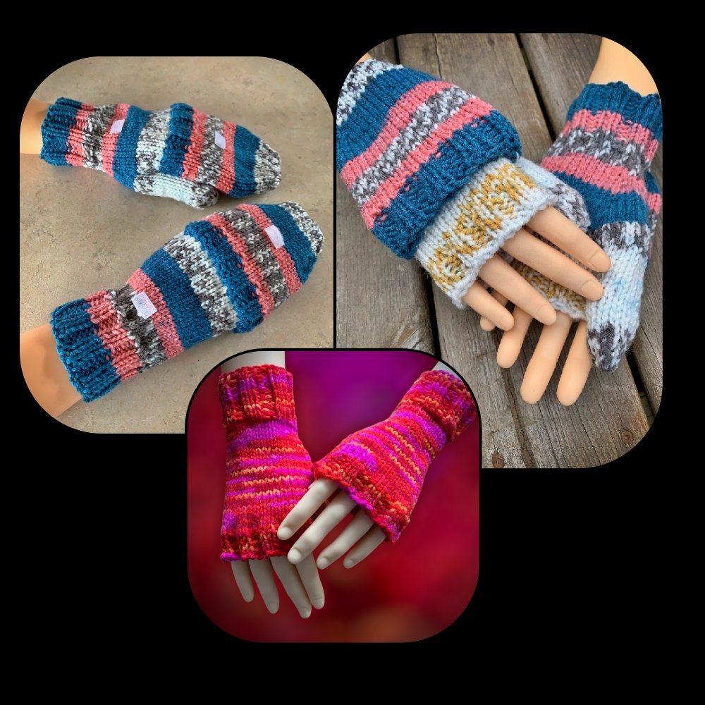 Nine Knitting Patterns! - Fingerless Gloves and Mitten Collection - Knit Mitt Patterns - How to Knit Mitts - Half Gloves - English Only