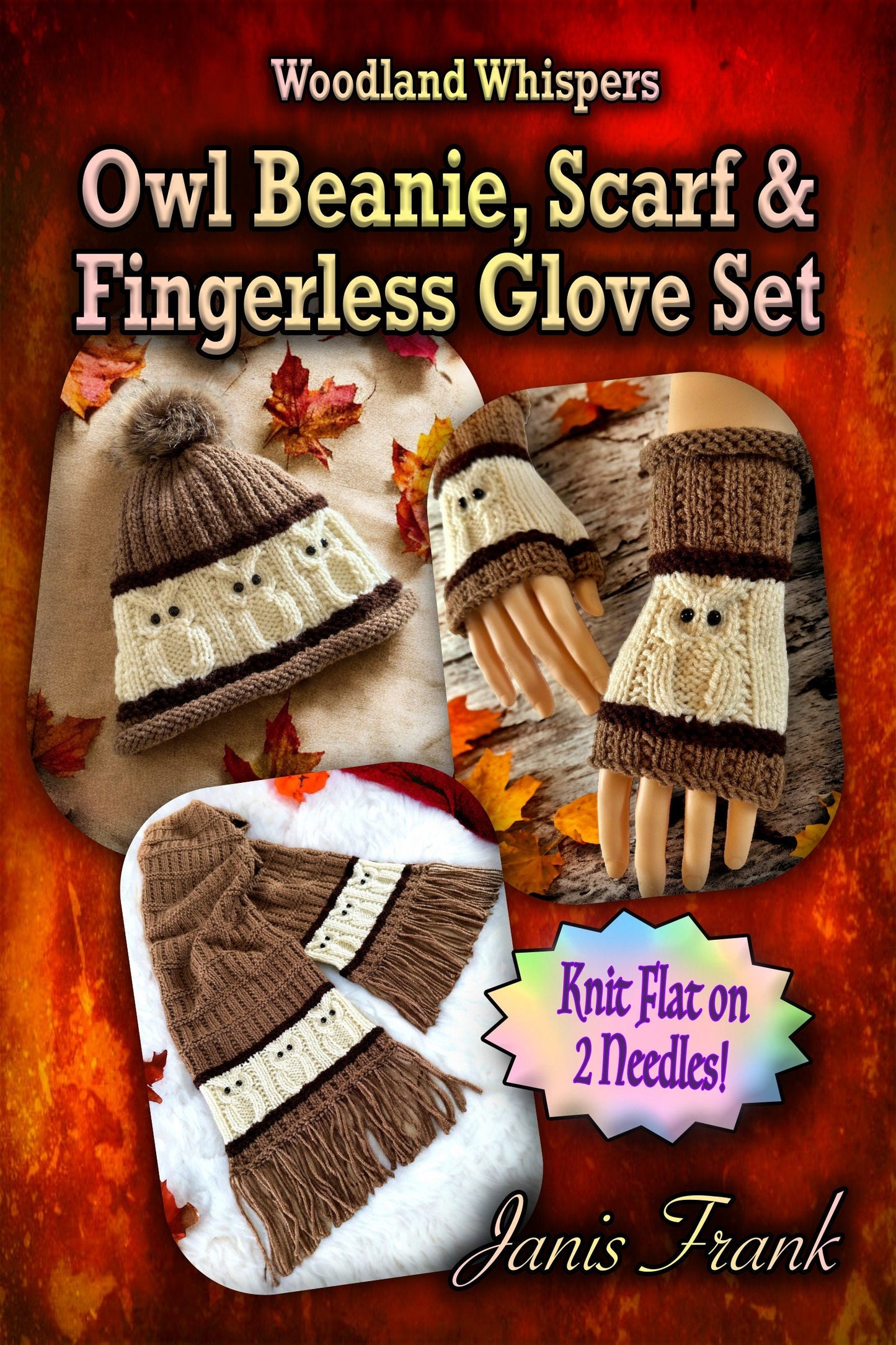 Owl Knitting Pattern Bundle – Fingerless Gloves, Beanie, and Scarf (Knit Flat on Straight Needles) 🦉🧶 - English Only!