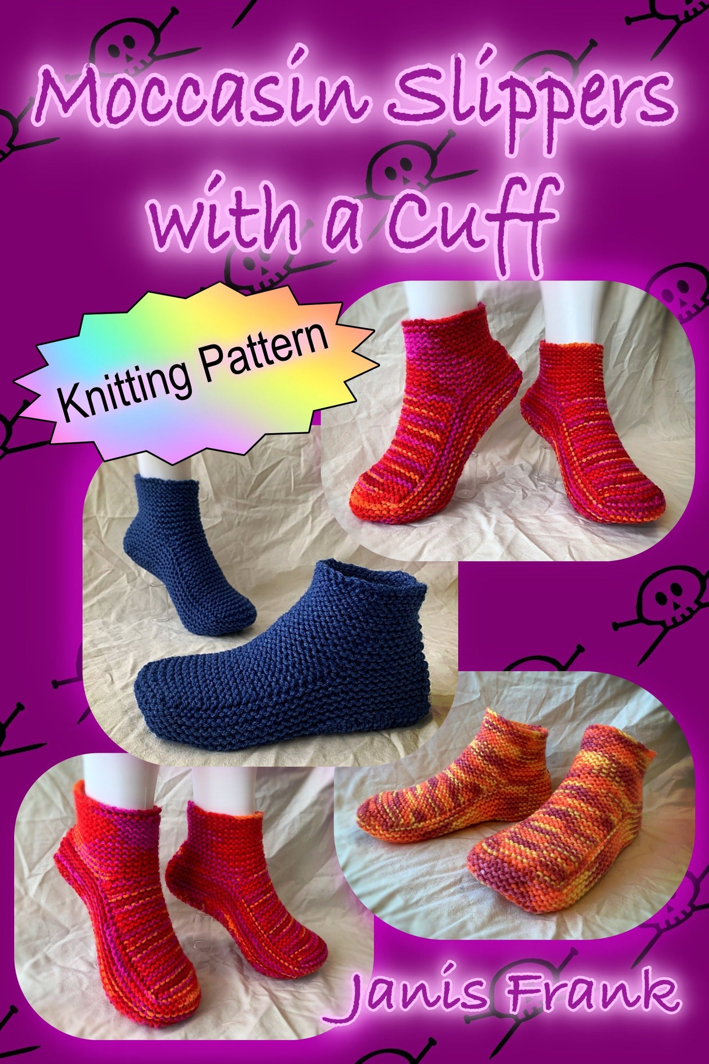 Knitting Pattern - Moccasin Slippers with a Cuff - Now with How-to VIDEO! - Knitting Tutorial for Tablet, Phone or Computer - English Only