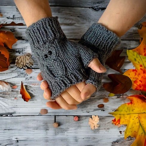Knit Your Own Owl Fingerless Gloves – PDF Pattern with Full Video Tutorial - English ONLY!