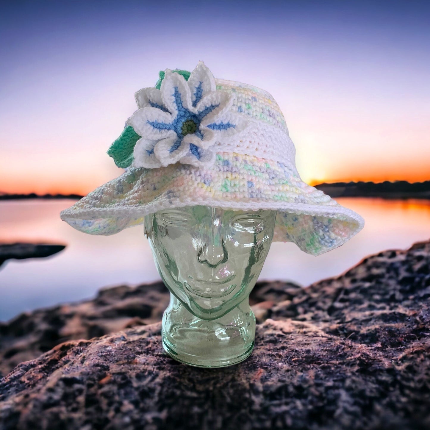 Crochet Pattern - 3 Hats in 1 - How to Crochet a Sun Hat with Flower - Easy Bucket Hat - Cowboy Cowgirl Hat - PRINTABLE - English Only