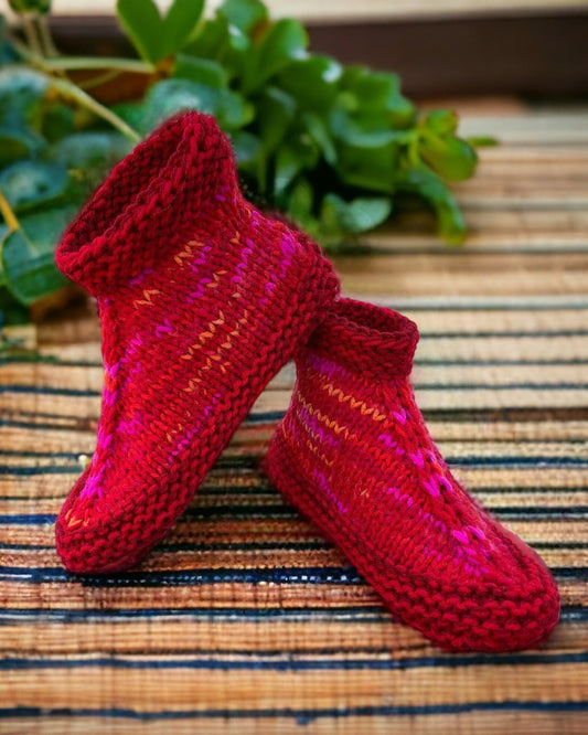 Knitting Pattern - Adult Slippers with a Cuff - Knit on Straight Needles with Bulky Yarn - Cuffed Booties Adults  - English Only