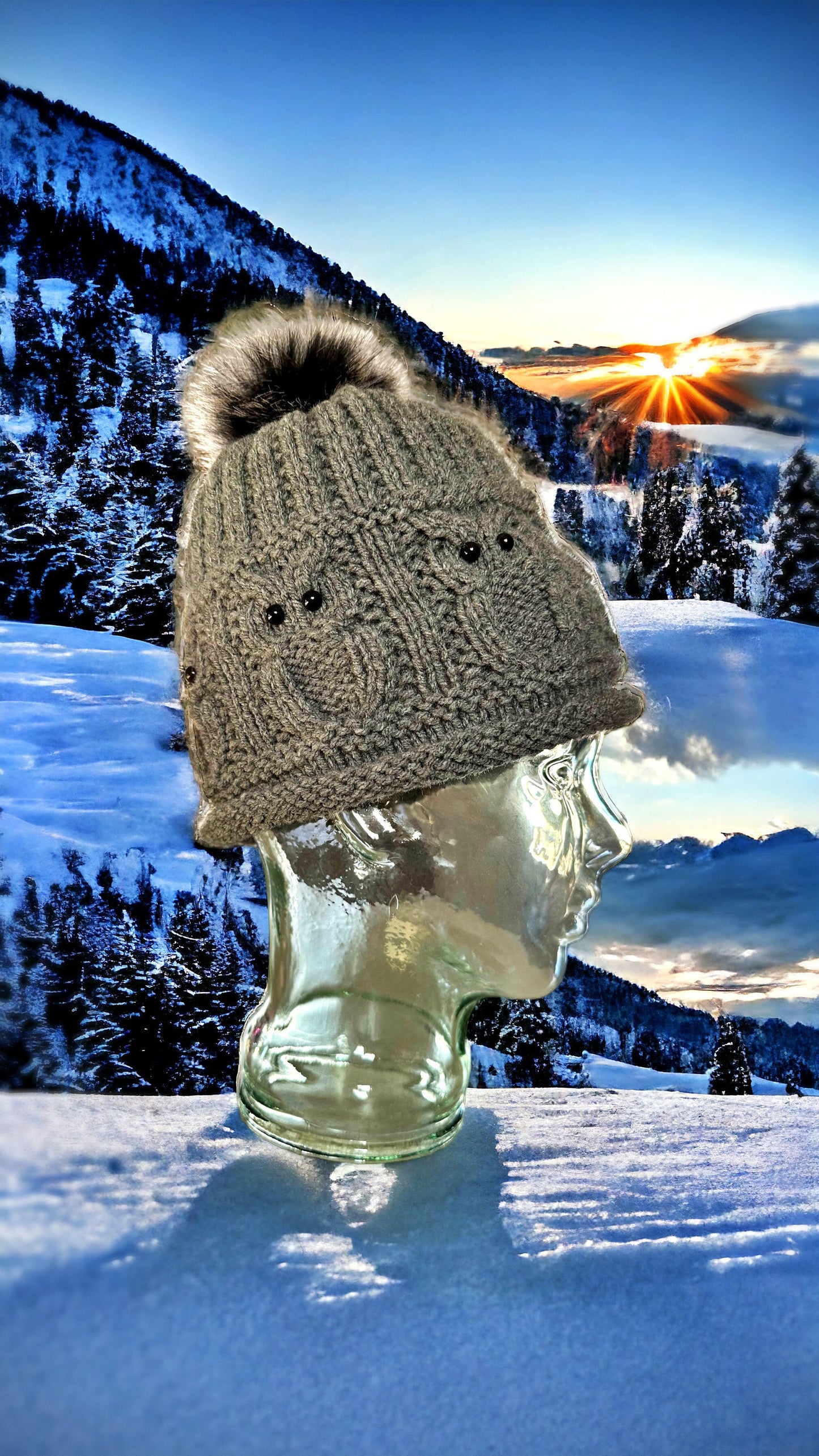 Owl Motif Bobble Beanie Knitting Pattern | Toque | Warm Winter Hat | Adult Sizes PDF
