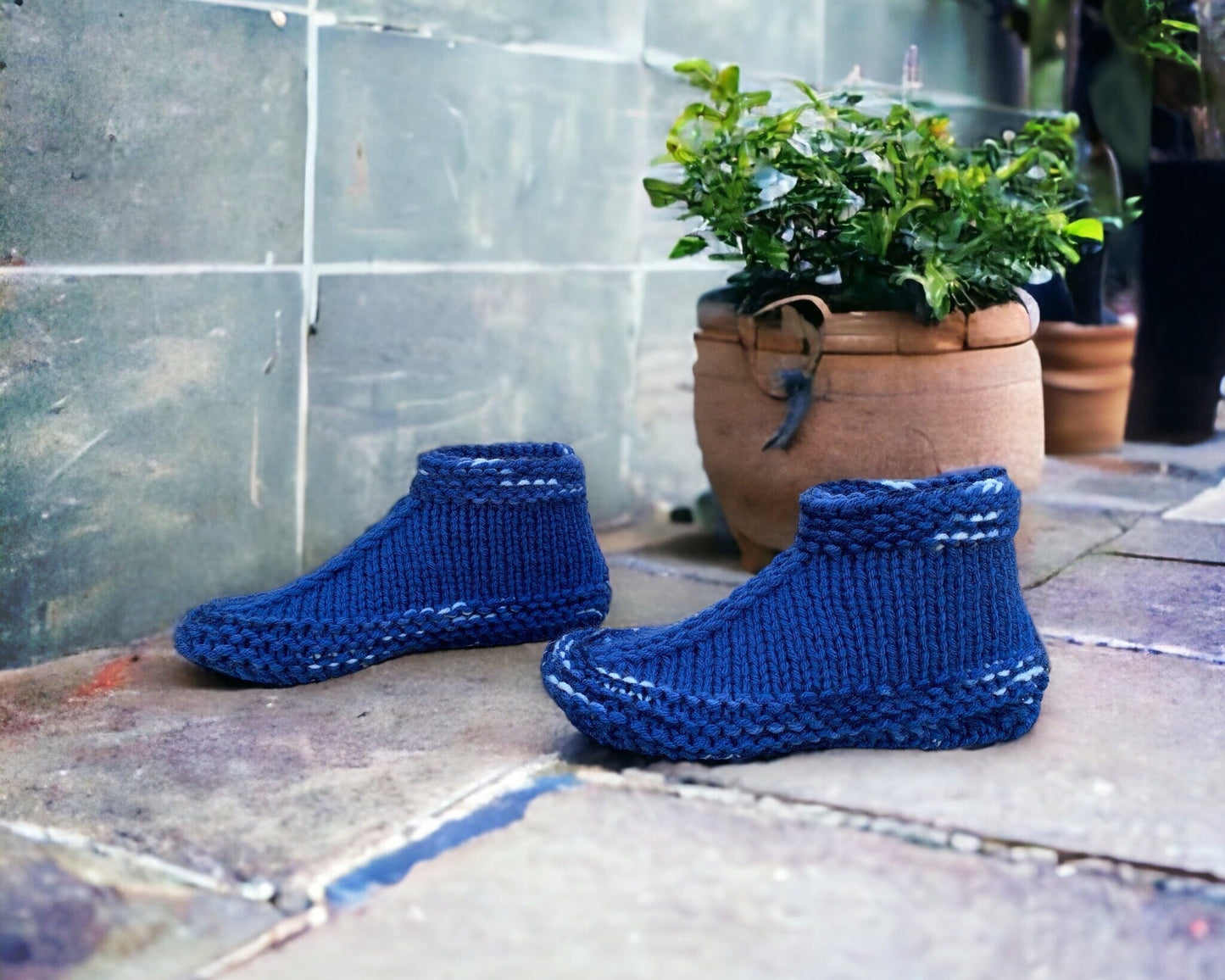 Knitting Pattern - Adult Slippers with a Cuff - Knit on Straight Needles with Bulky Yarn - Cuffed Booties Adults  - English Only