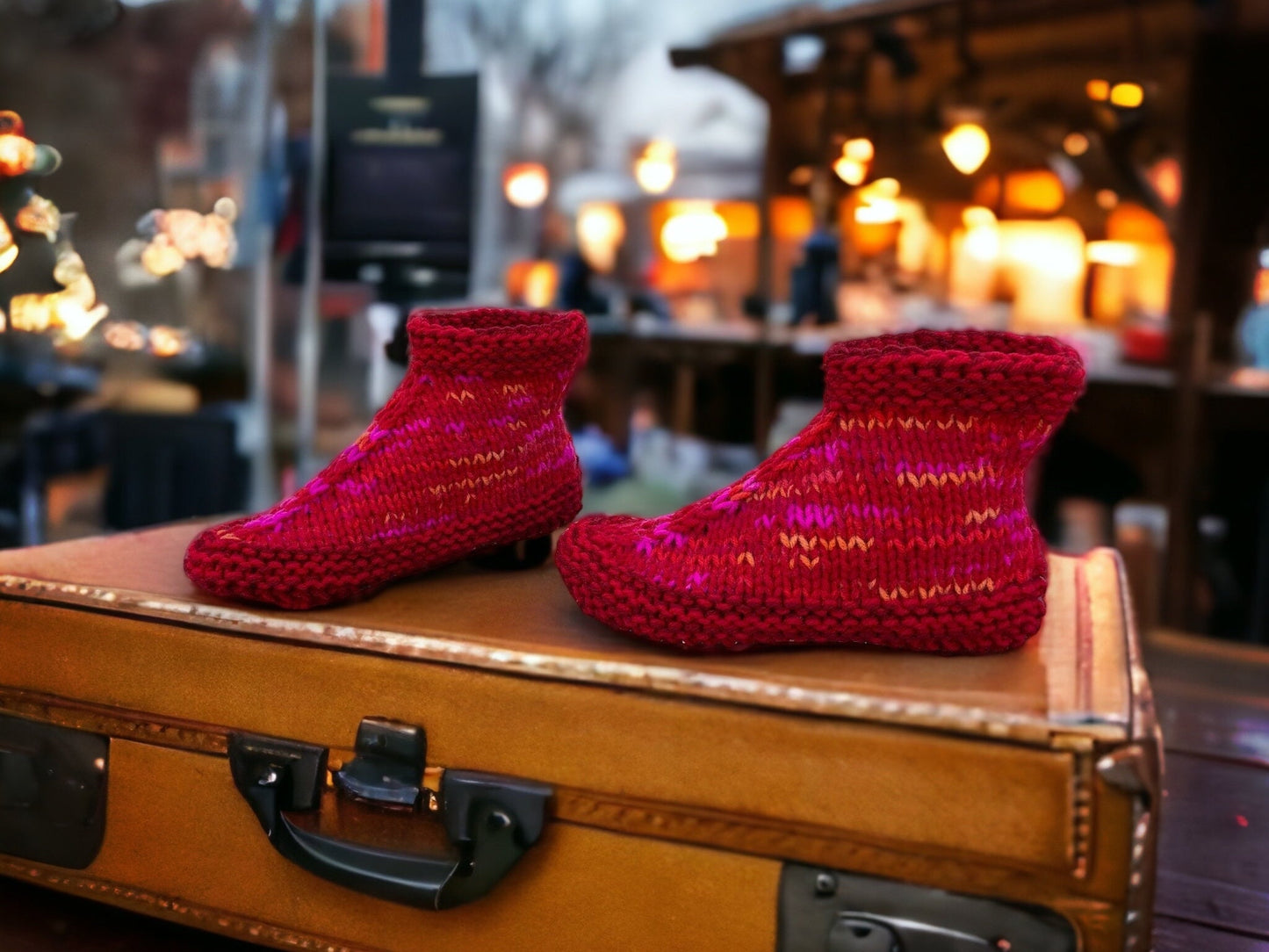 Knitting Pattern - Adult Slippers with a Cuff - Knit on Straight Needles with Bulky Yarn - Cuffed Booties Adults  - English Only