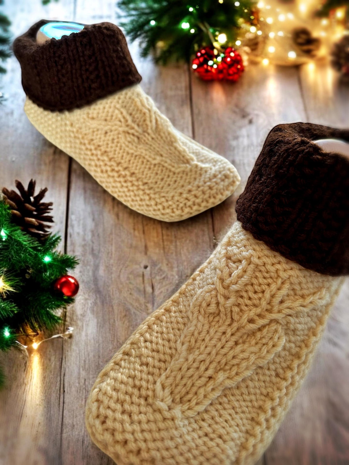 Knitting Pattern - Deer Moccasins - Deer Slippers with a Cuff - Stag Knitted Slipper Pattern - Knitting Tutorial - English Only
