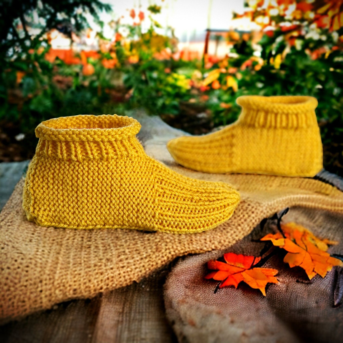 Knitting Pattern - Adult Cuffed Booties House Shoes - Easy Knit Slippers Using Basic Knitting Stitches With How-to Video - English Only