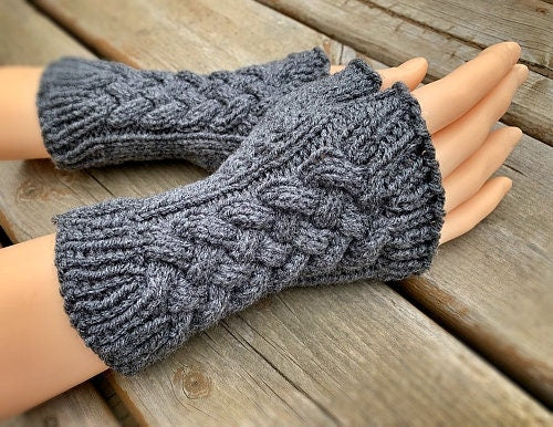 Knitting Pattern - Cable Fingerless Gloves or Mitts - Instant PDF Download - English Only