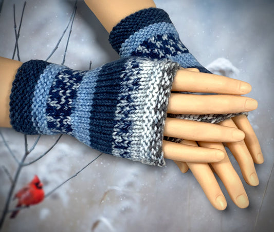 Knitting Pattern, Fingerless Gloves Knit Flat on 2 Needles with How-To Video, Easy Mitt Pattern on Straight Needles Beginners, English Only