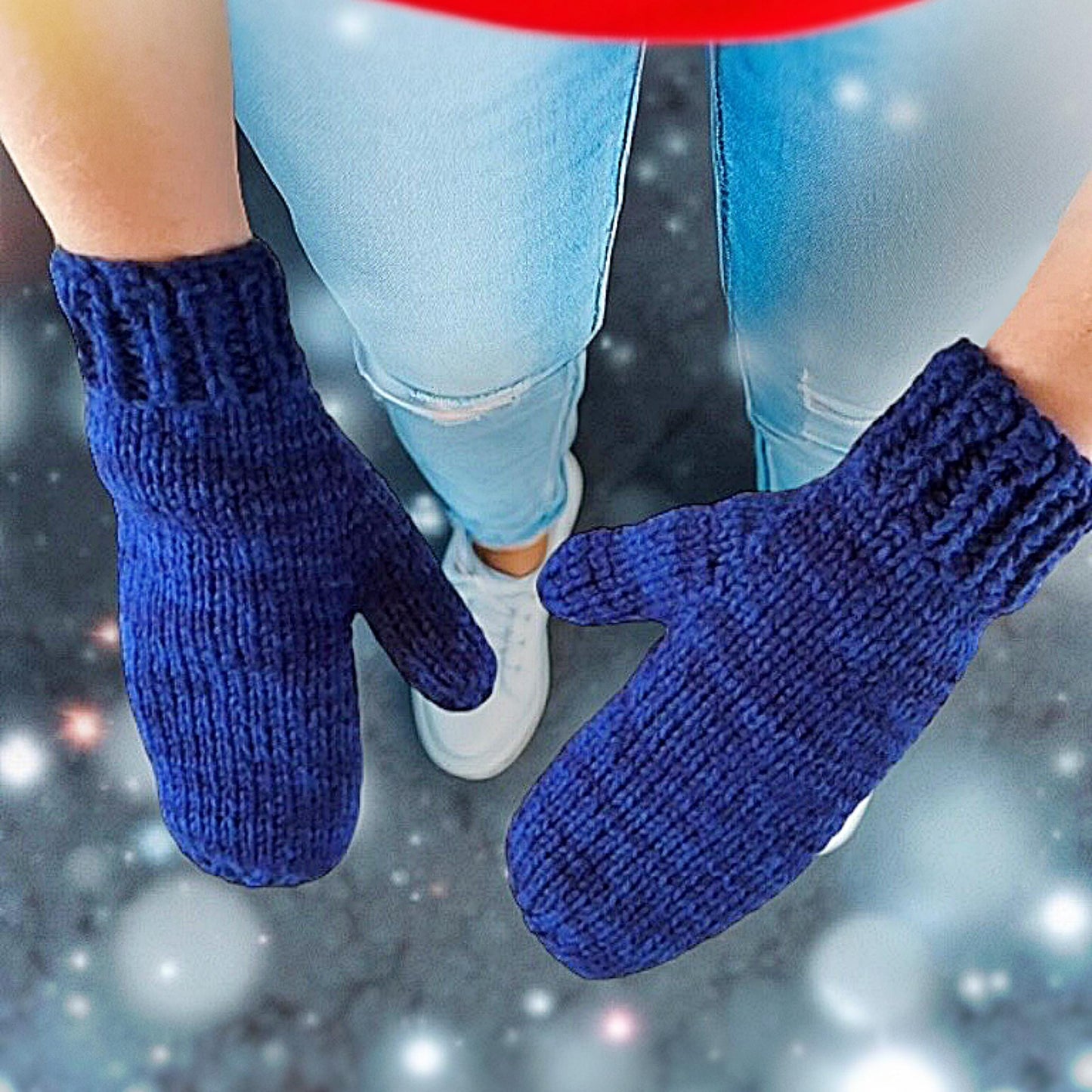 Quick Easy Knit Mittens Pattern, Knit Flat on 2 Needles - Extra Thick, Beginner Friendly, Adult Sizes - Instant PDF Download - English Only