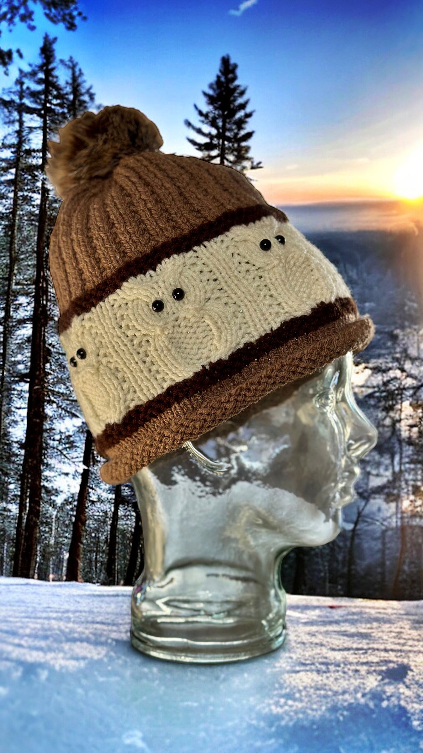 Owl Motif Bobble Beanie Knitting Pattern | Toque | Warm Winter Hat | Adult Sizes PDF