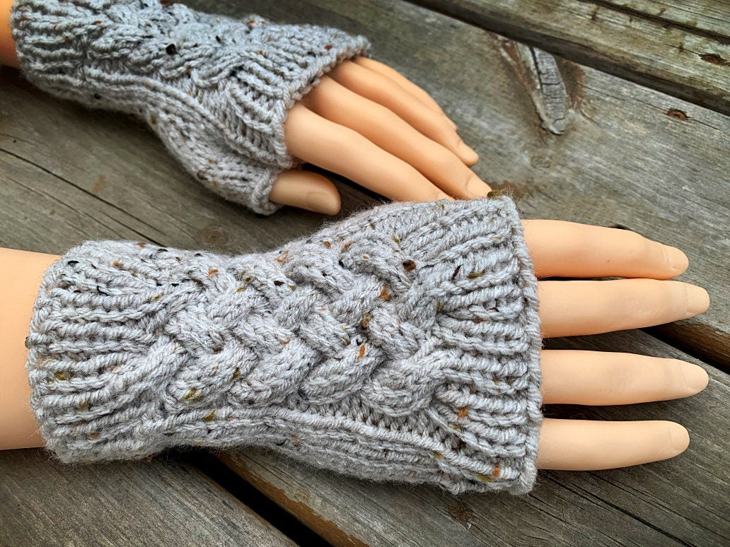 Knitting Pattern - Cable Fingerless Gloves or Mitts - Instant PDF Download - English Only