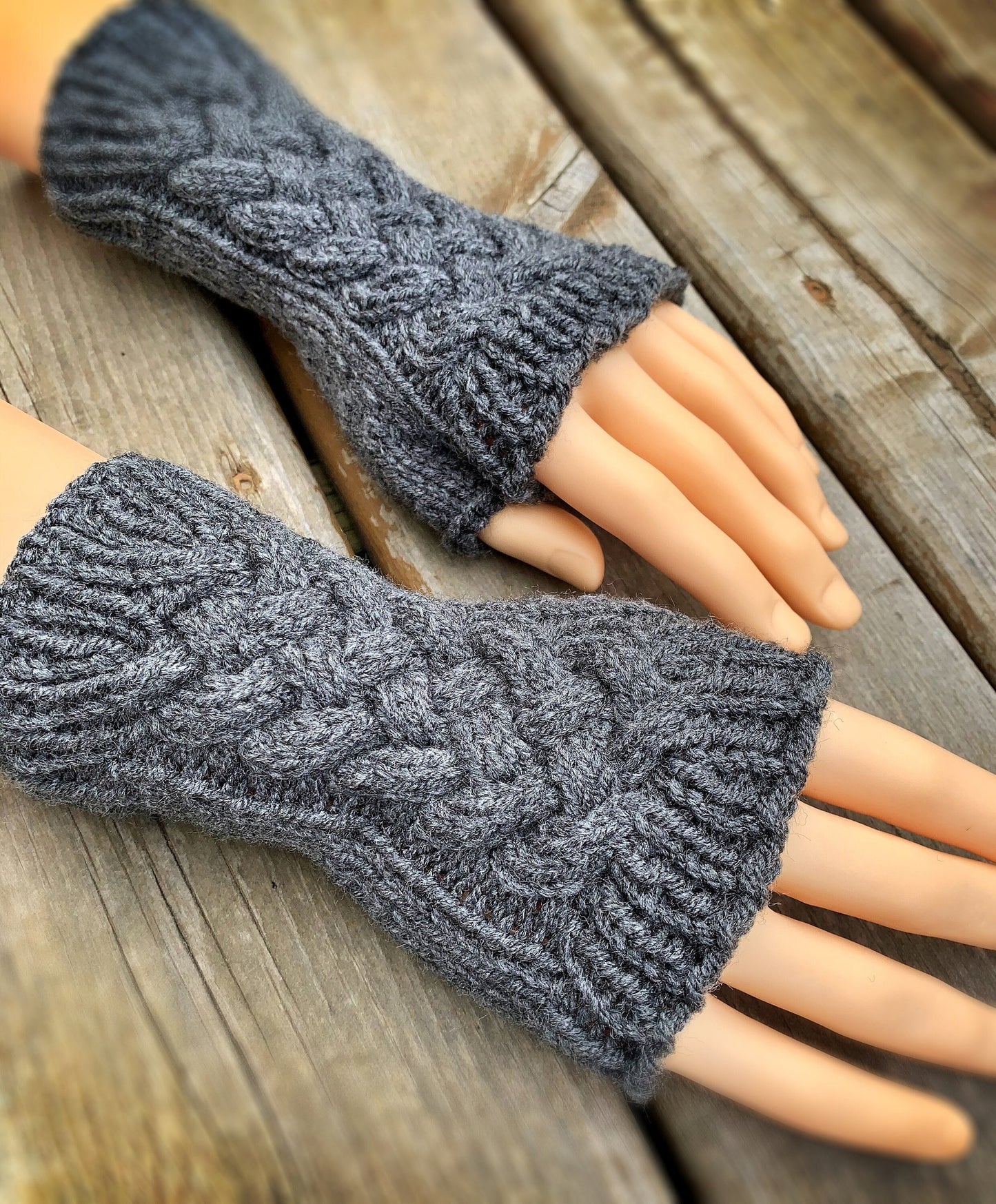 Knitting Pattern - Cable Fingerless Gloves or Mitts - Instant PDF Download - English Only