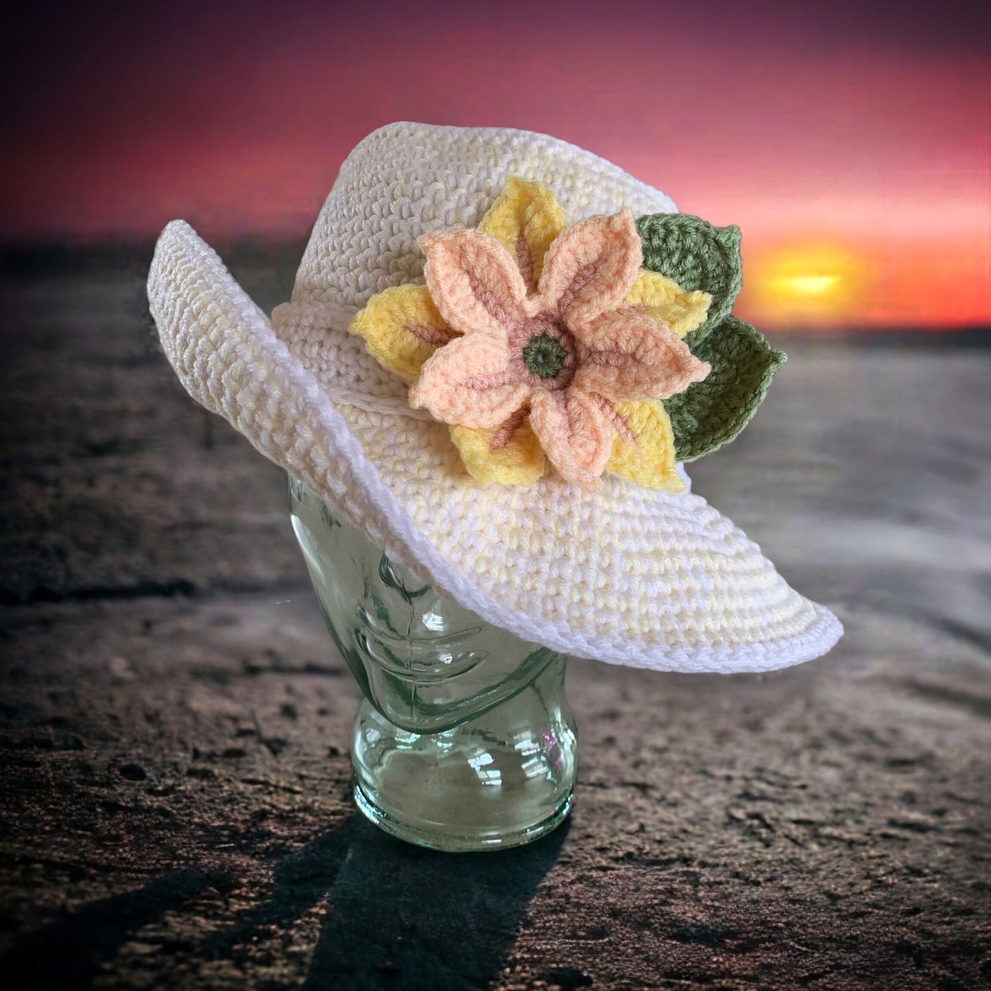 Crochet Pattern - 3 Hats in 1 - How to Crochet a Sun Hat with Flower - Easy Bucket Hat - Cowboy Cowgirl Hat - PRINTABLE - English Only