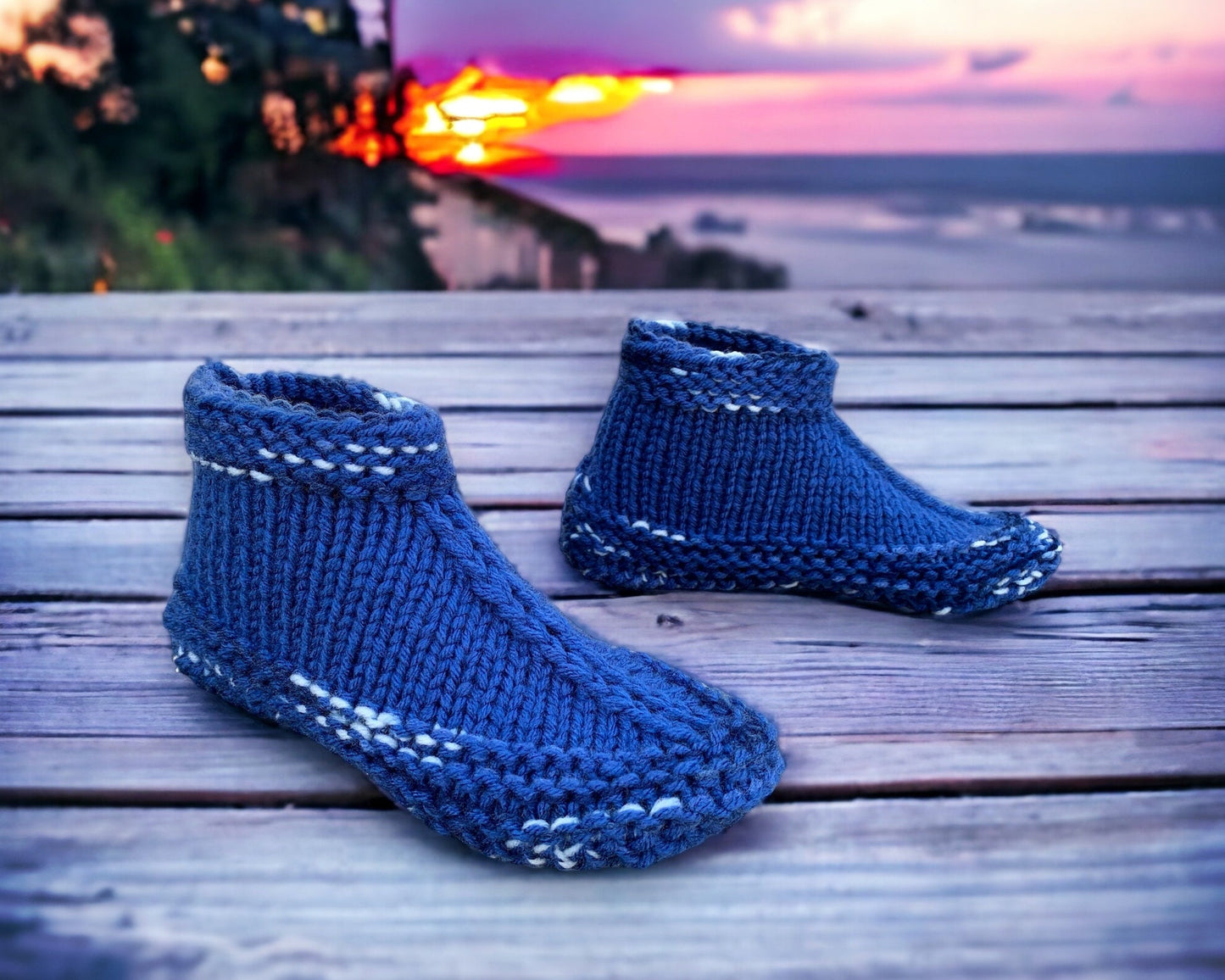 Knitting Pattern - Adult Slippers with a Cuff - Knit on Straight Needles with Bulky Yarn - Cuffed Booties Adults  - English Only