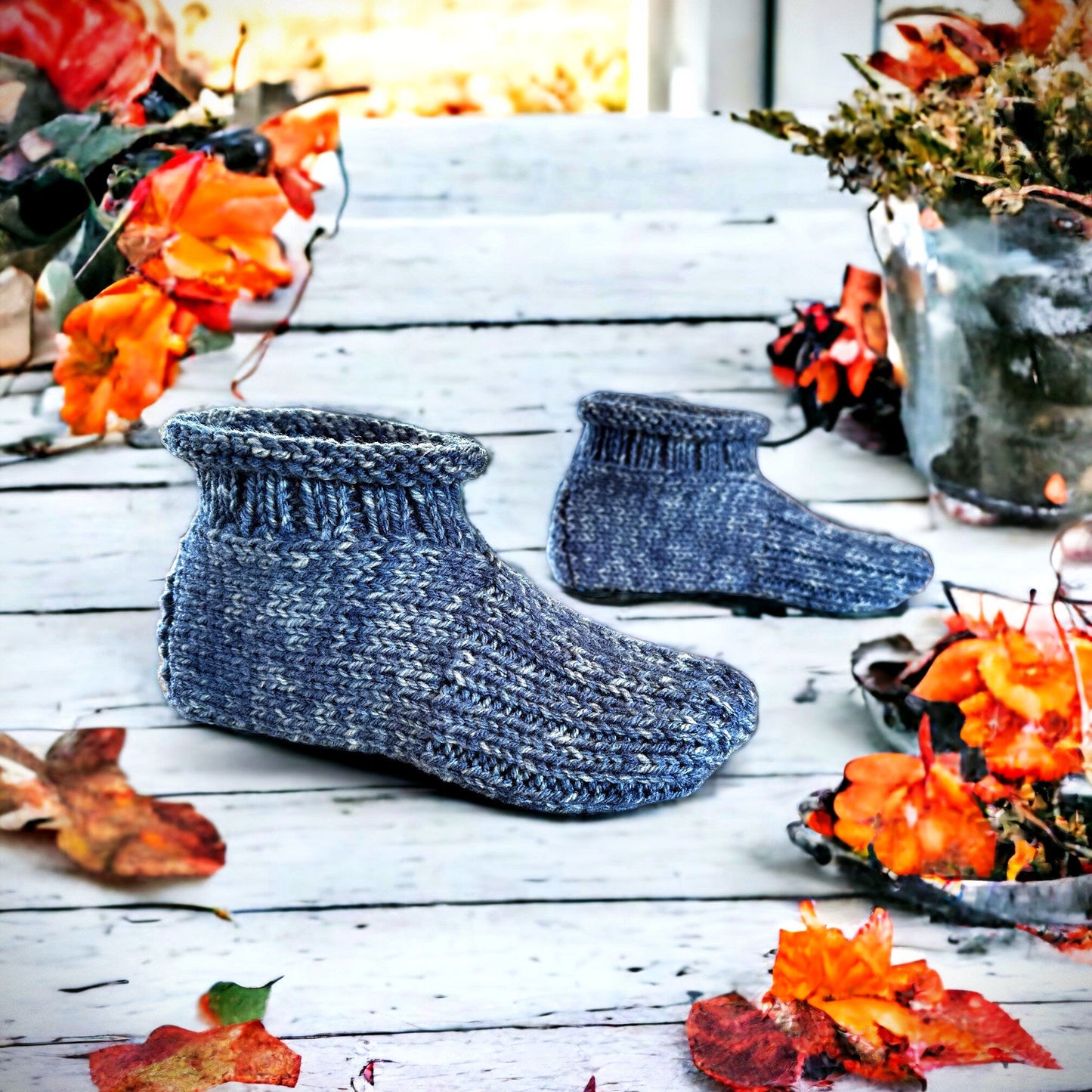 Knitting Pattern - Knitted Cozy Cuff Slippers - Includes Video LINKS! - Printable Knitting Tutorial PDF - English Only