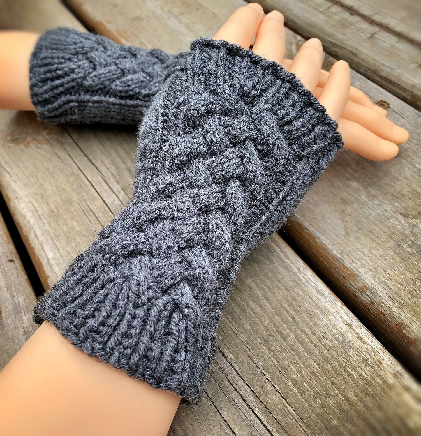 Knitting Pattern - Cable Fingerless Gloves or Mitts - Instant PDF Download - English Only
