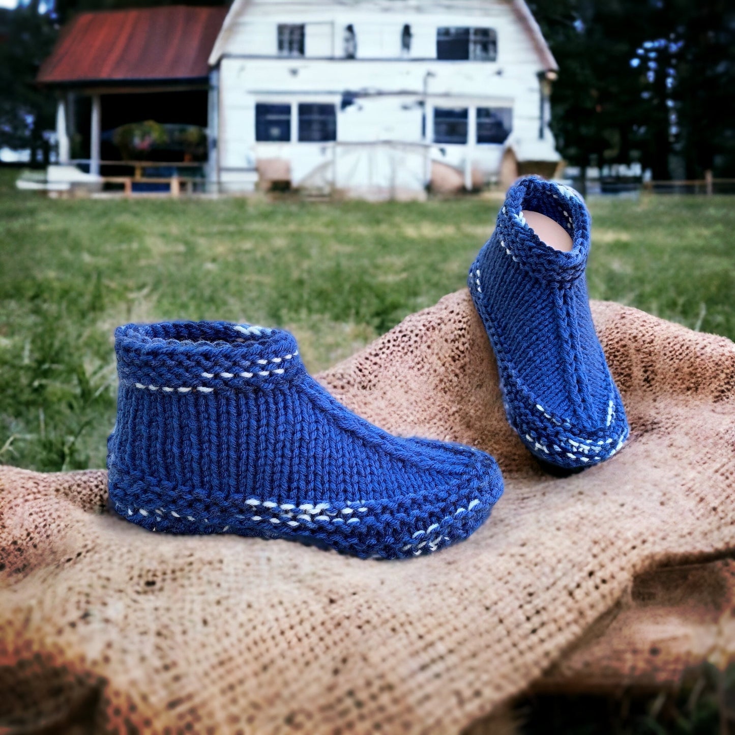 Knitting Pattern - Adult Slippers with a Cuff - Knit on Straight Needles with Bulky Yarn - Cuffed Booties Adults  - English Only
