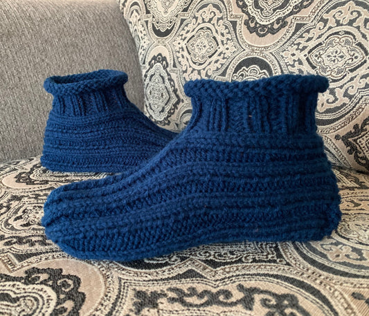 Easy Adult Bootie Slippers Knitting Pattern PDF | Ribbed House Slippers for Men & Women