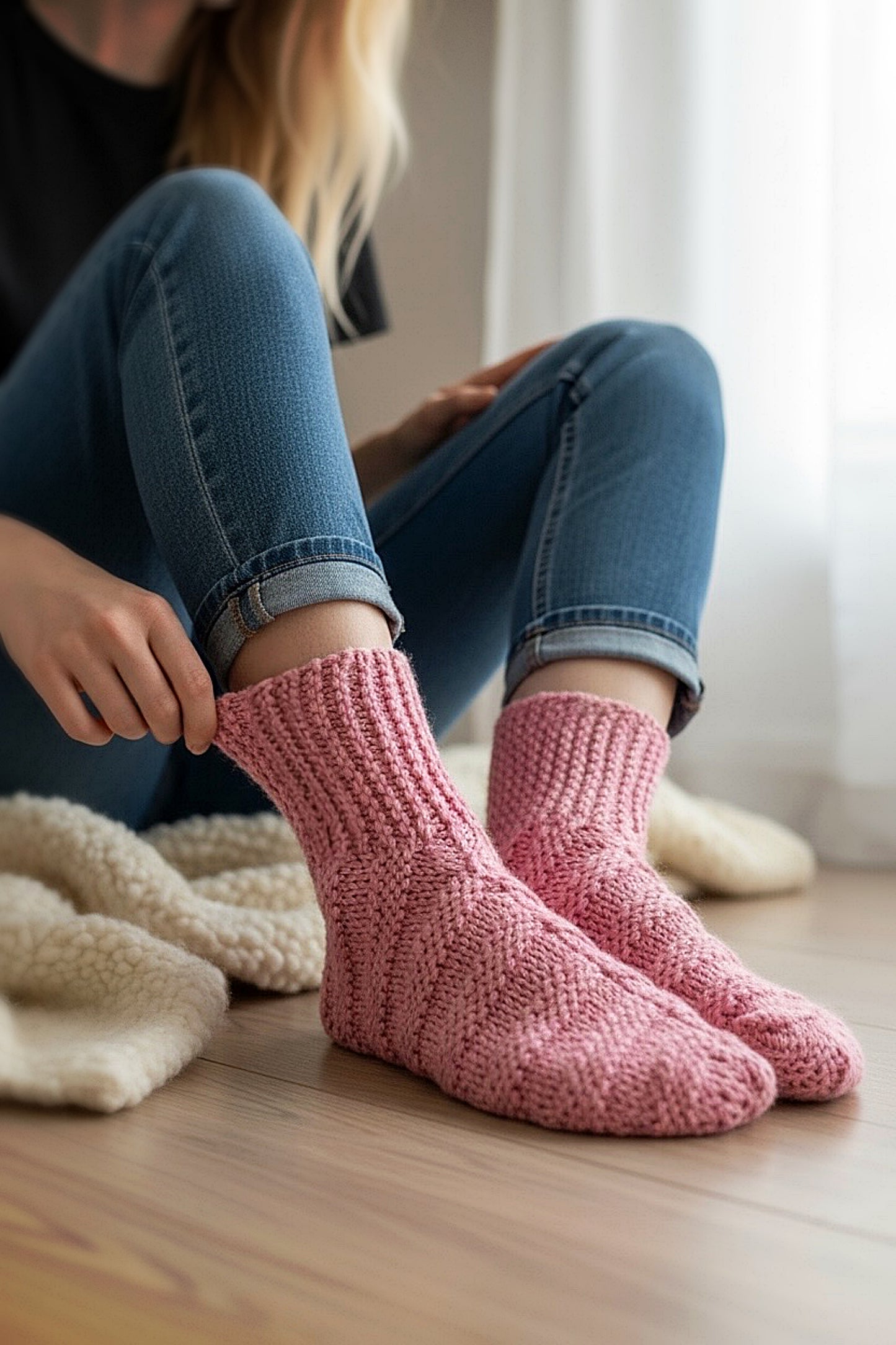 Adult Ribbed Bootie Slippers Knitting Pattern – Cozy Knit House Shoes PDF