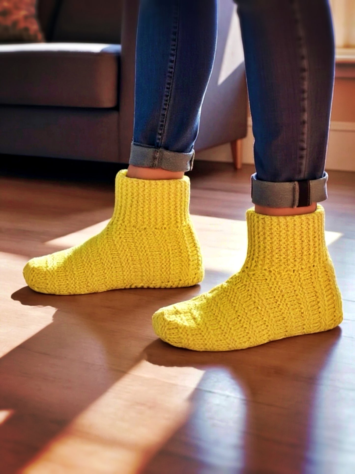 Adult Ribbed Bootie Slippers Knitting Pattern – Cozy Knit House Shoes PDF