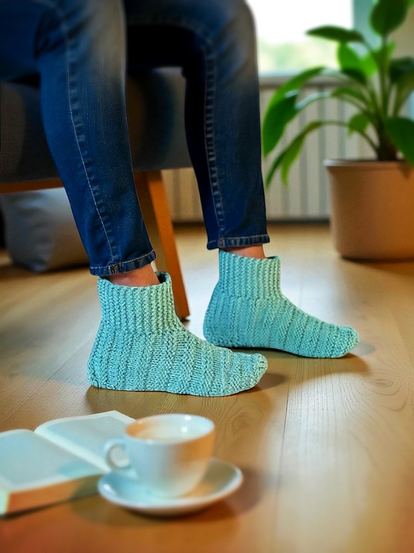 Adult Ribbed Bootie Slippers Knitting Pattern – Cozy Knit House Shoes PDF