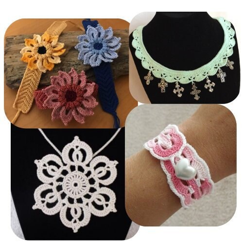Crochet Patterns - Crochet Jewelry - 7 Crochet Jewelry Patterns to Make - Crochet Jewelry Crocheted Jewellery Collection - English Only