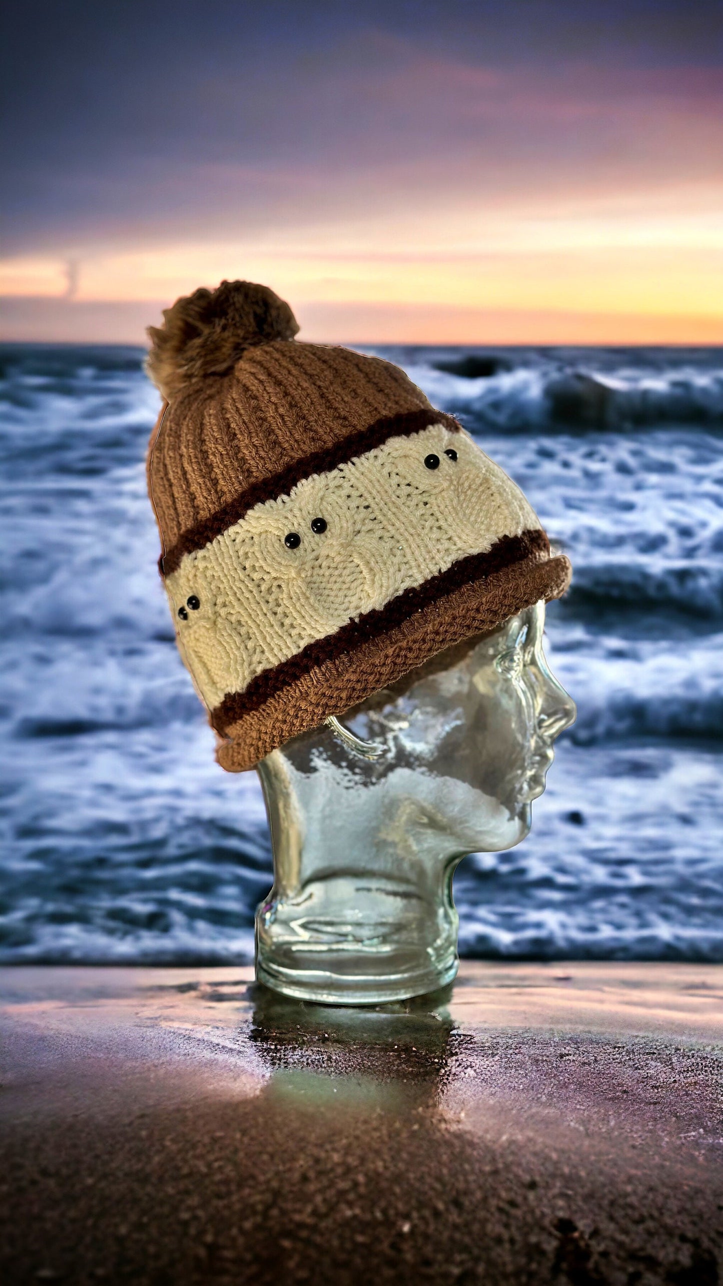 Owl Motif Bobble Beanie Knitting Pattern | Toque | Warm Winter Hat | Adult Sizes PDF