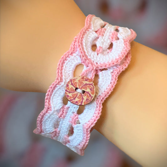 Crochet Jewelry - Waves Bracelet - Vintage Inspired Hippy Jewelry - Bangle Gift for Girlfriend Wife - Cottagecore Jewellery - FREE Shipping