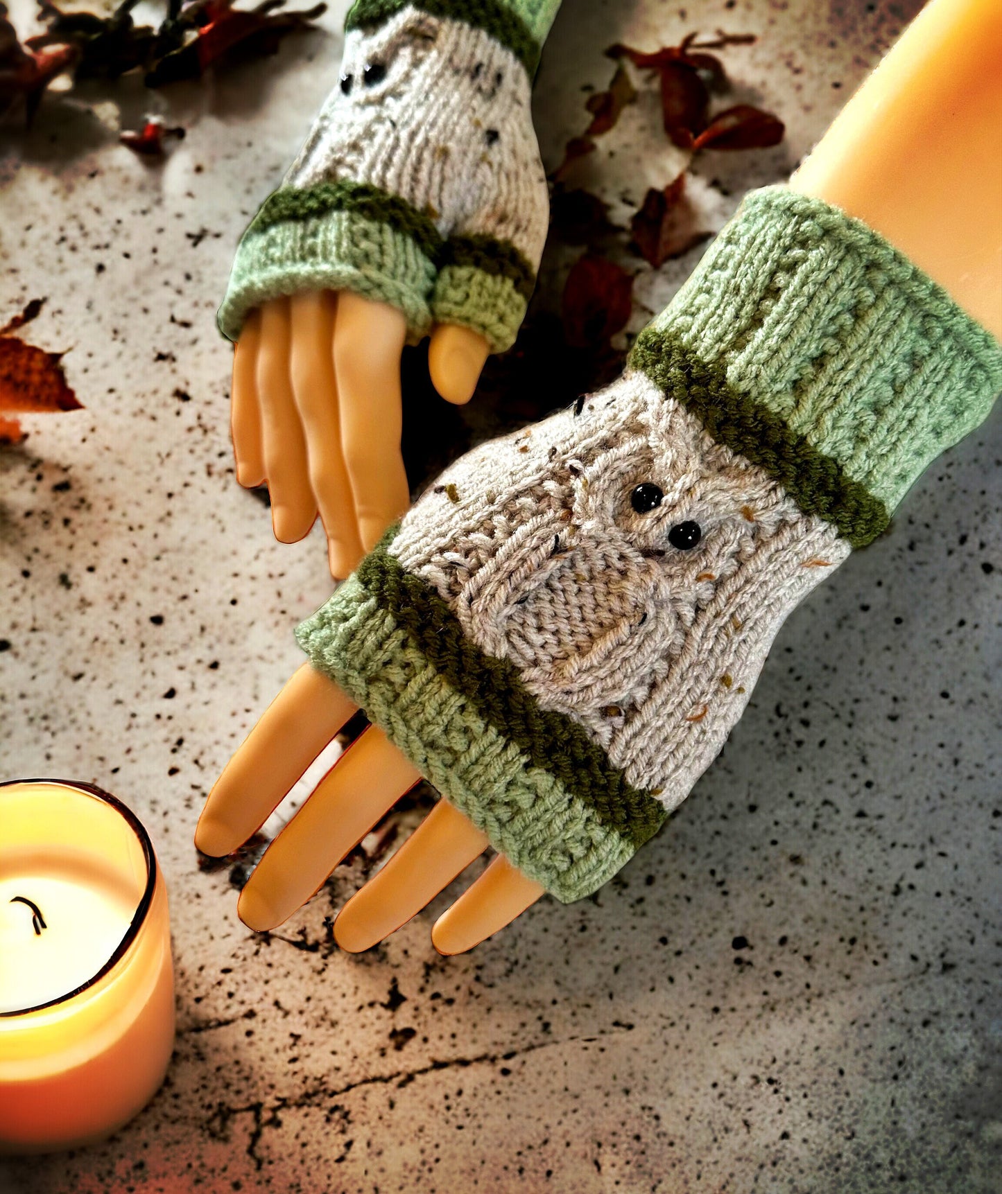 Owl Knitting Pattern Bundle – Fingerless Gloves, Beanie, and Scarf (Knit Flat on Straight Needles) 🦉🧶 - English Only!