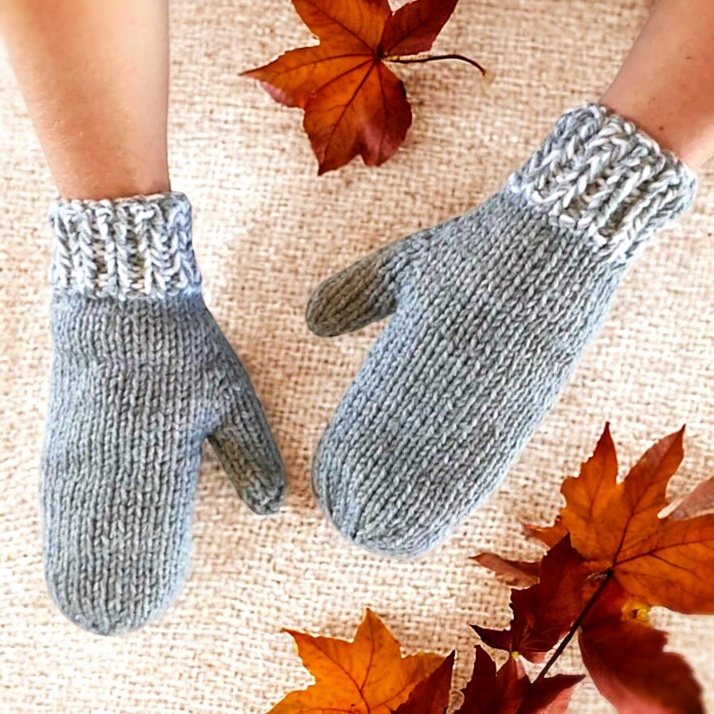 Quick Easy Knit Mittens Pattern, Knit Flat on 2 Needles - Extra Thick, Beginner Friendly, Adult Sizes - Instant PDF Download - English Only