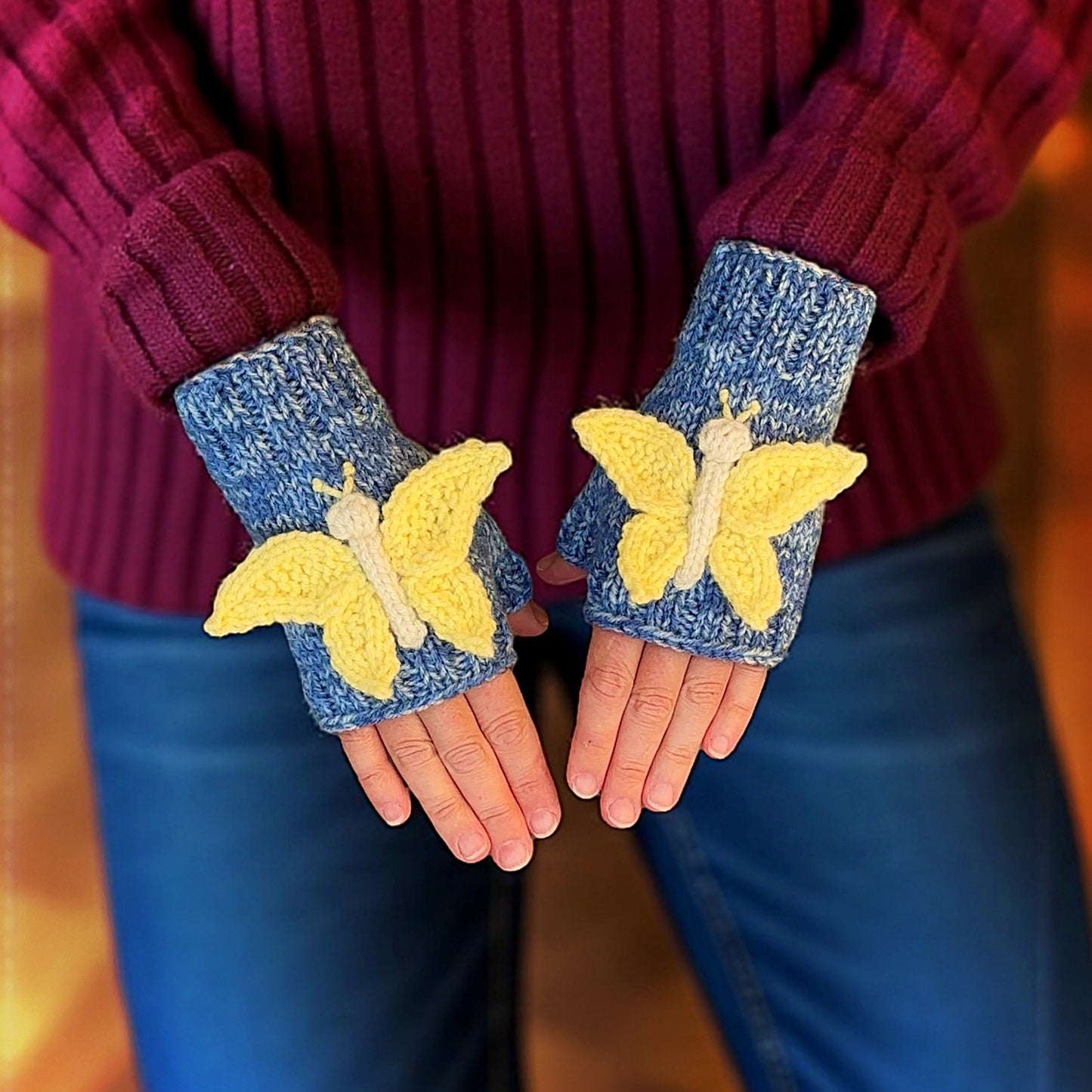 Butterfly Fingerless Gloves Knitting Pattern (PDF Download)