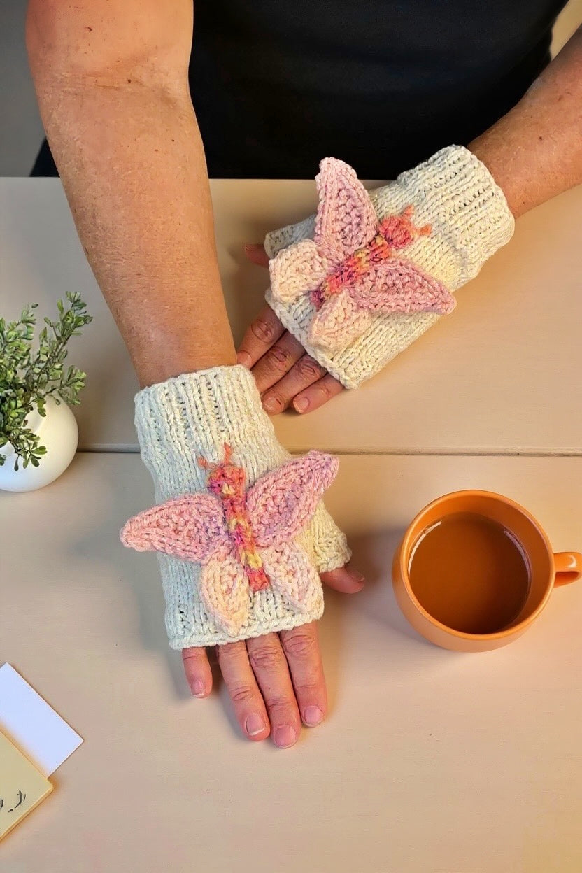 Butterfly Fingerless Gloves Knitting Pattern (PDF Download)